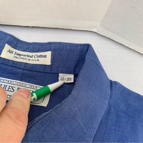 Classic Blue Dress Shirt for Men Jules Pilch Size 17-33 - Picture 6 of 10